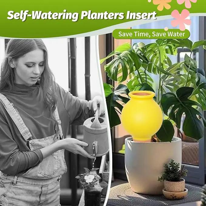 Terracotta Self Watering Spikes, 4 Pack Watering Bulbs for Indoor Outdoor Plants, Vacation Slow Release Plant Self Watering Planter Insert Devices, Colorful Water Globes While Away by GreenHaven Gardens