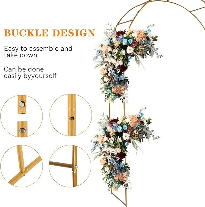 Adorox Metal Garden Arch Trellis for Climbing Plants 7.8ft Outdoor Arch Wedding Halloween Christmas Vine Trellis Pumpkin Archway Assemble Freely 2 Sizes Gold by GreenHaven Gardens
