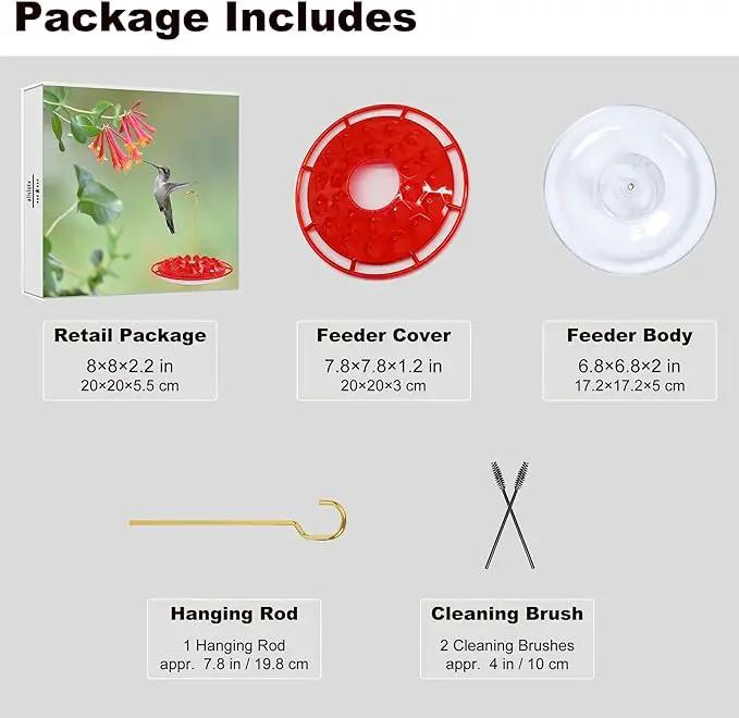 Hummingbird Feeders for Outdoors Hanging - 25 Feeding Ports 10 oz Plastic Hummingbird Feeder, Bee-Proof Leak-Proof No Drip, Easy to Clean with Cleaning Brushes by GreenHaven Gardens
