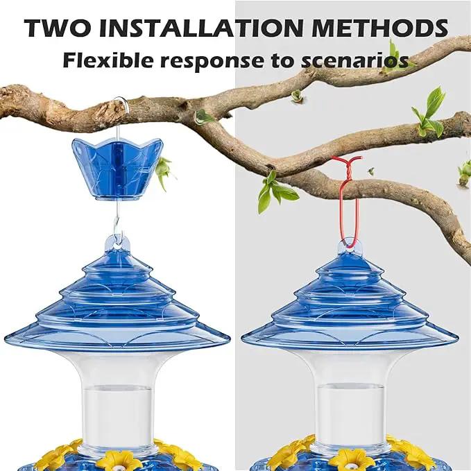 Birdream Hummingbird Feeder for Outdoors Hanging, 20oz Hummingbird Feeders with 5 Bee Guard Feeding Ports & Built-in Ant Moat Brush Leak-Proof for Outside Gifts for Women - Blue by GreenHaven Gardens