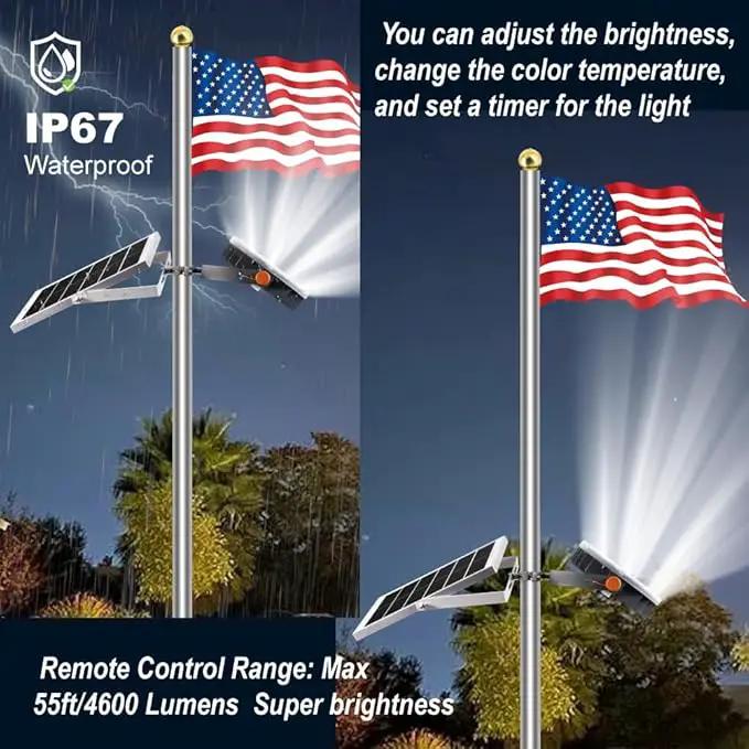 TINSUM Solar Flag Pole Lights Outdoor, Solar Powered Flagpole Lights Dimmable Lighting American Flag Coverage Bright LED Spotlight fit 2'' to 3'' Flagpoles Mount for Commercial,Garden,Boat,Fence,Barn by GreenHaven Gardens
