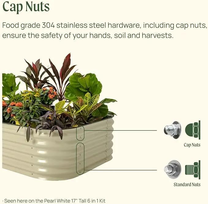 Vego garden Raised Garden Bed Kits, 17" Tall 9 in 1 8ft X 2ft Metal Raised Planter Bed for Vegetables Flowers Ground Planter Box-Pearl White by GreenHaven Gardens