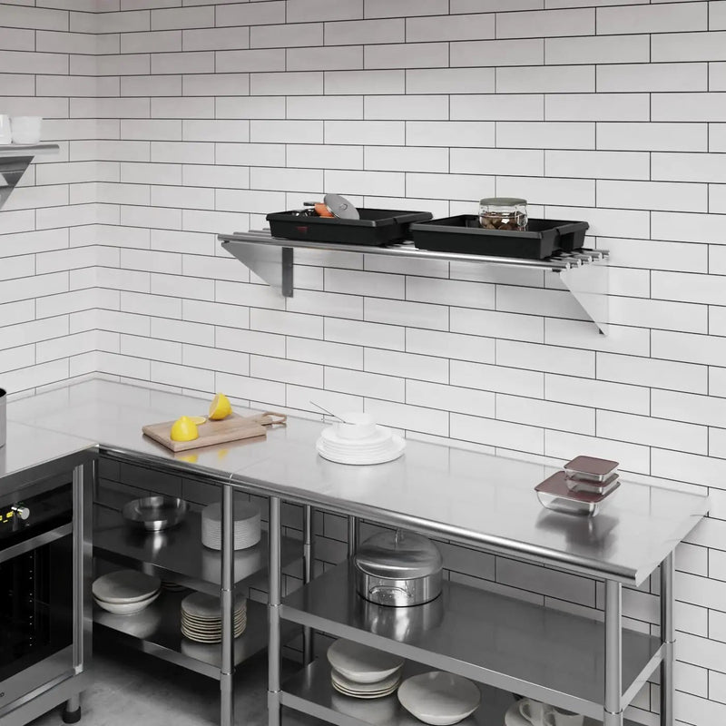 AmGood 14 in. x 48 in. NSF Stainless Steel Tubular Wall Shelf | Heavy-Duty Metal Shelving for Appliances & Equipment | Ideal for Kitchen, Restaurant, Garage, Laundry, Utility Room by GreenHaven Gardens