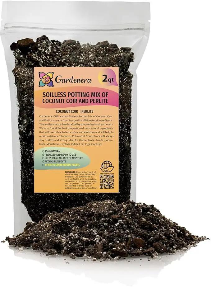 Premium Coco Coir and Perlite Potting Mix, Soil for Maximum Plant Growth, Perfect for Indoor and Outdoor Container Gardens by Gardenera - 2 Quart by GreenHaven Gardens