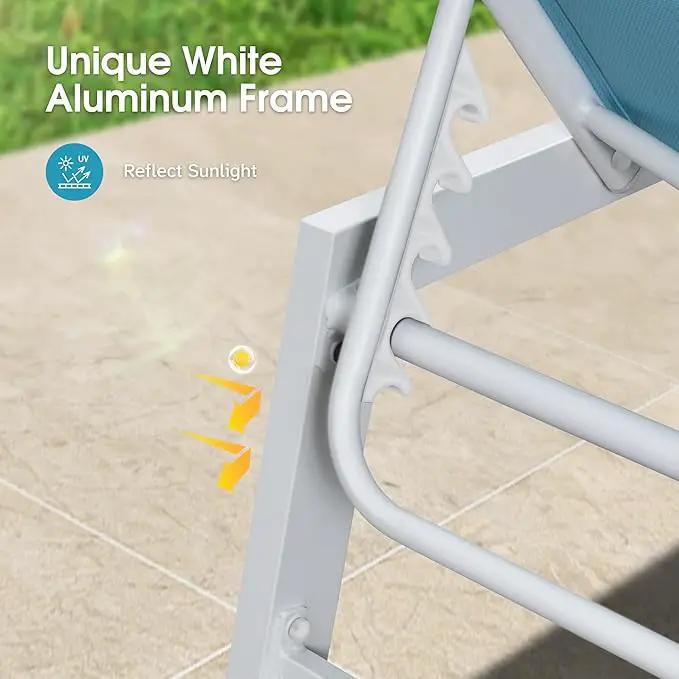 PURPLE LEAF Outdoor Chaise Lounge Set Adjustable Sunbathing Recliner with Side Table for Beach Poolside Outside Patio Aluminum Chaise Lounger Turquoise Blue by GreenHaven Gardens