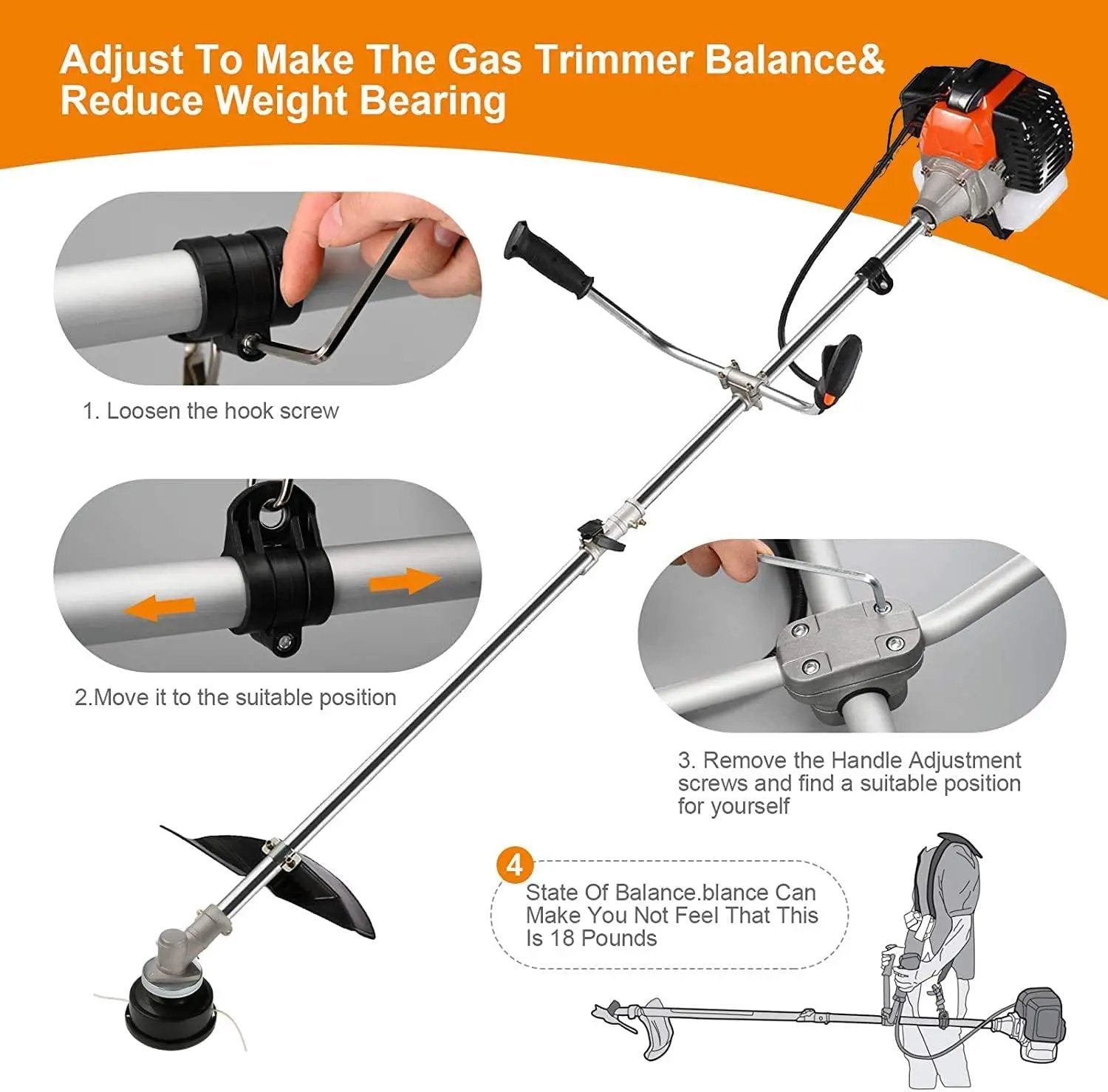 Weed Wacker String Trimmer, 42.7CC Cordless Grass Gas Powered Weed Wacker 2-in-1 Straight Shaft String Trimmer Brush Cutter with 2 Detachable Head for Grass/Heavy Bush by GreenHaven Gardens