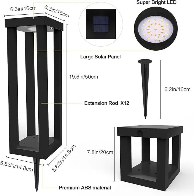 Solar Patio Floor Lamp Outdoor, 2 Pack Solar Landscape Path Lights with 3 Light Modes, Garden Decorations Waterproof 12H Endurance Cordless Landscaping for Porch Lawn Yard Backyard (Black) by GreenHaven Gardens