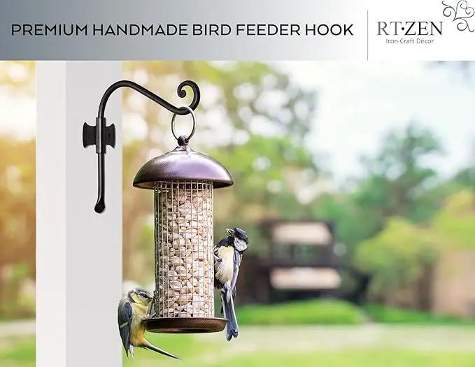 RTZEN Plant Hangers Outdoor or Indoor - Wrought Iron Metal Hanger Indoor Hook - Heavy Duty Wall Bracket Hooks for Hanging Plants Baskets Lanterns Wind Chimes - 2 Pack (Black Axe-Shape Hooks) by GreenHaven Gardens