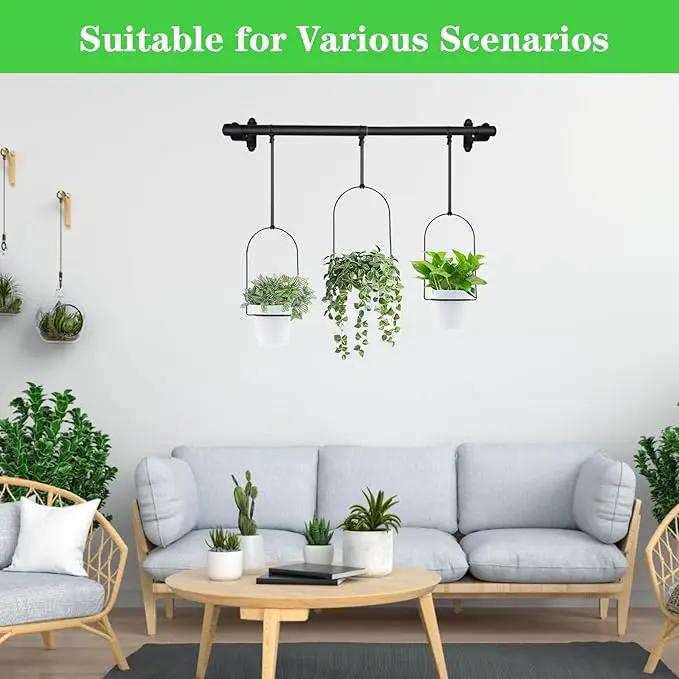 DOUBFIVSY Hanging Planters for Indoor Plants Plant Hanger, Adjustable Hanging Window Planter Hanging Wall Planter for Garden, 25in Plant Shelves Metal Holder Rod with Pots (Black) by GreenHaven Gardens