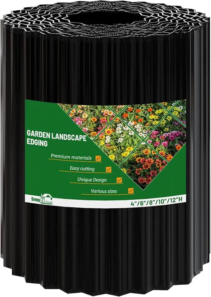 SnugNiture Corrugated Metal Garden Edging,10" x 20' Sturdy Lawn Edging Border,Landscape Edging Border for Lawn, Flower Bed,Garden and Yard(Black) by GreenHaven Gardens