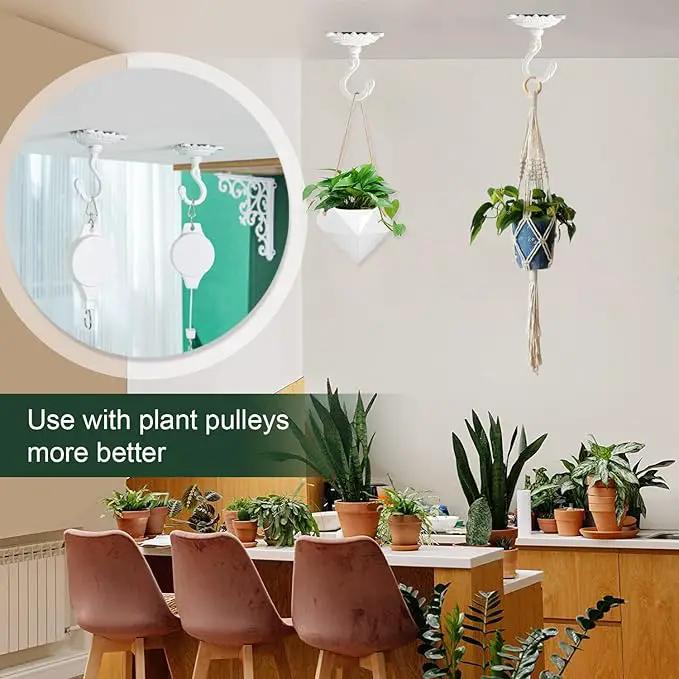 Sungmor Heavy Duty Ceiling Hooks for Hanging Plants, 2PC White 3.5x3.9Inch Large Cast Iron Ceiling Hooks, Antique Decorative Ceiling Swag Hooks for Hanging Planter Chandelier Wind Chime Lantern Hanger by GreenHaven Gardens