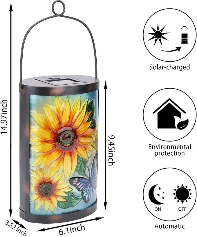 Hanging Solar Lantern Outdoor Waterproof LED Solar Lights Sunflower Decorative Solar Lanterns Tabletop Lamp for Outdoor Patio Garden Yard Decor by GreenHaven Gardens