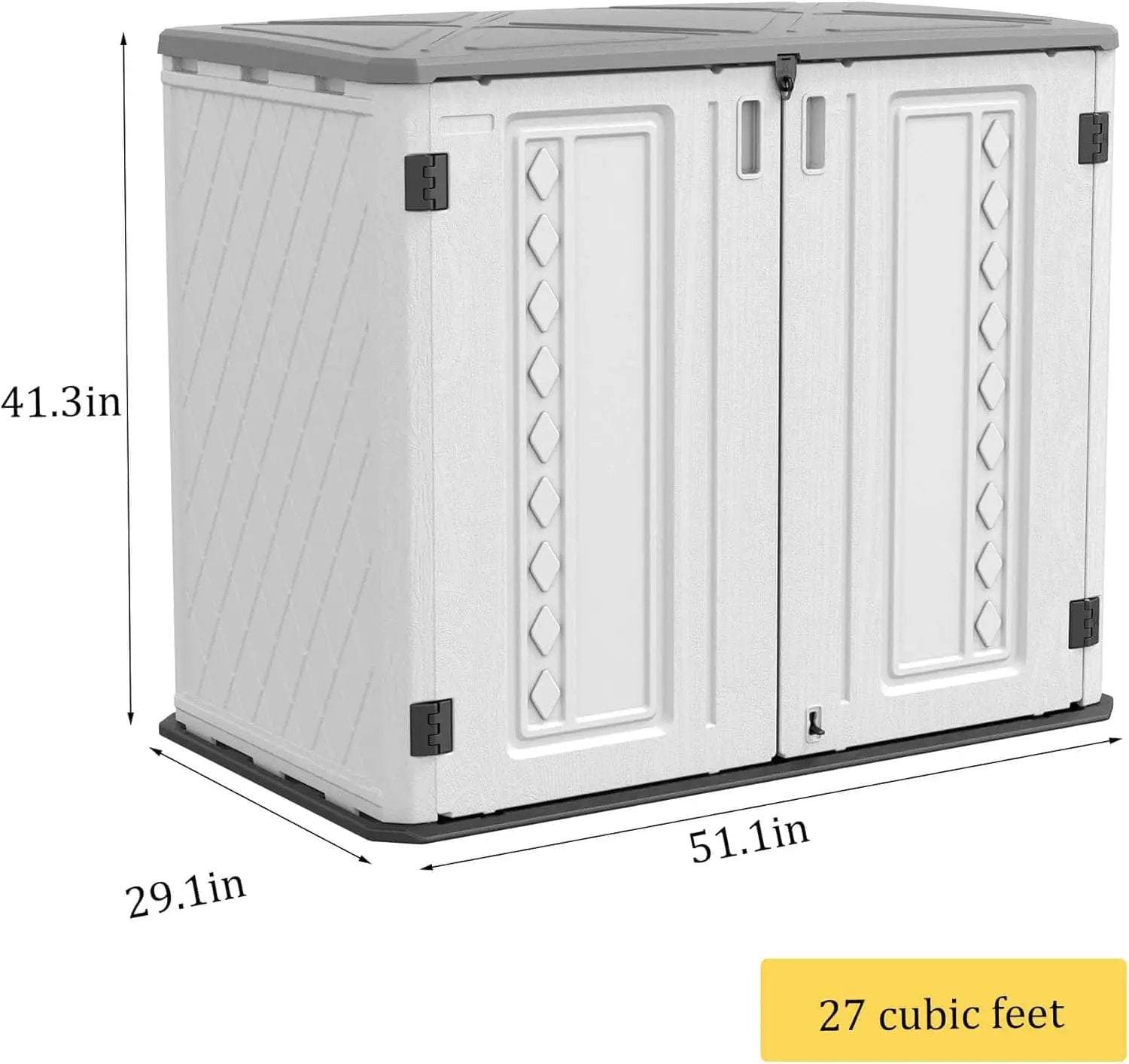 HOMSPARK Storage Shed Weather Resistance, Multi-Purpose Outdoor Storage Cabinet Waterproof, Outdoor Storage Cabinet for Garbage Cans, Lawnmower, Garden Accessories (Off White, Standard-26 cu ft) by GreenHaven Gardens