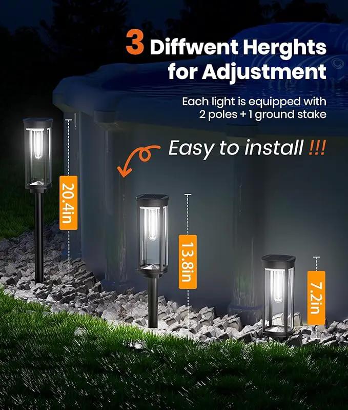 Solar Pathway Lights Outdoor Solar Lights Outdoor, IP65 Waterproof Auto On/Off Solar Garden Lights Solar Powered Landscape Lighting for Yard Walkway Driveway Pathway (Cool White, 2pack) by GreenHaven Gardens