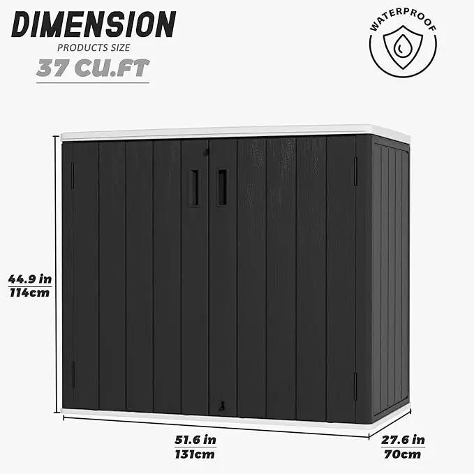 Large Outdoor Storage Box,Resin Sheds&Outdoor Storage Waterproof/Lockable,Outdoor Storage Cabinets for Balcony,Garage,Backyard (37Cu.ft-Black White) by GreenHaven Gardens