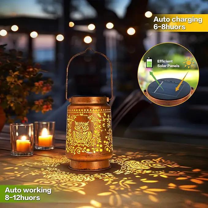 Solar Lanterns Outdoor Garden Decor, Gifts for Women, Mom, Grandma, Birthday, Thanksgiving, Decorative Waterproof Hanging Metal LED Light for Yard, Patio, Lawn, Landscape, Backyard (Owl) by GreenHaven Gardens
