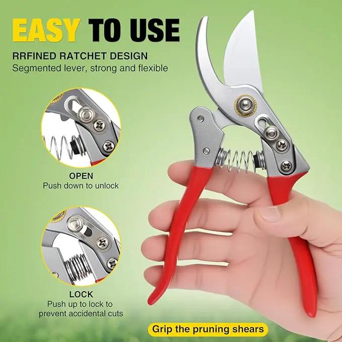 Yesker Pruning Shears Garden Shears 8.6" Professional Bypass Garden Scissors Yard Clippers with Sharp SK5 Steel Blade Heavy Duty Hand Pruners for Branch Flower Plant Trimming Cutting Gardening Tools by GreenHaven Gardens