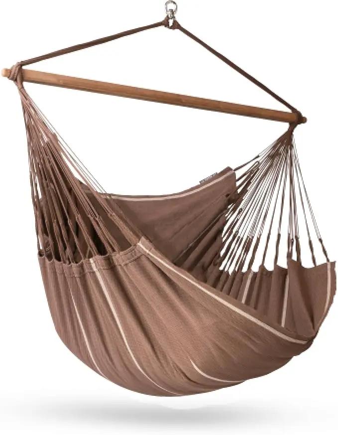 La Siesta® XL King Habana Cotton Hanging Hammock Chair, Indoor Outdoor Hammock Swing Chair, Boho Hanging Chair Bedroom Patio, Max 355 Lbs, Chocolate by GreenHaven Gardens