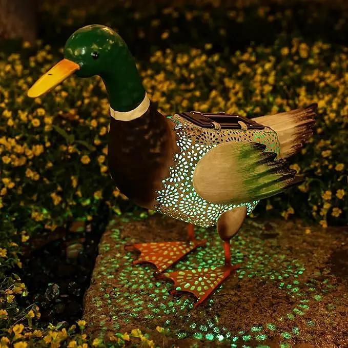 Metal Outdoor Duck,with Solar Light Duck Ornament, Metal Mallard Sculptures, for Backyard Patio Decor and Garden Lawn Decor, Mother's Day and Father's Day Gifts9.8H (Mallard) by GreenHaven Gardens