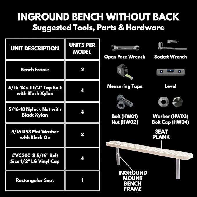 Heavy-Duty Outdoor Bench Thermoplastic Coated, Expanded Metal, Commercial-Grade Seating, Made in America (Inground Without Back, 8 Ft, Textured Burgundy) by GreenHaven Gardens