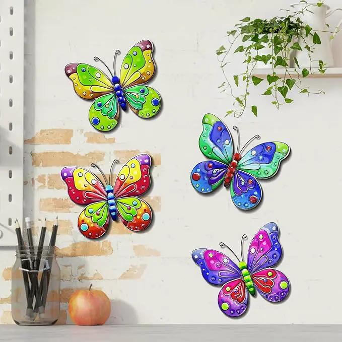 ULENDIS 4 Pack Metal Butterfly Wall Decor, Outdoor Fence Wall Art Decor, Hanging Decoration for Garden Backyard Living Room Balcony Patio Indoor(B) by GreenHaven Gardens