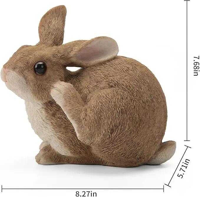 Bunny Statue Garden Statues Rabbit Figurines Decor Outdoor Polyresin Easter Decorations Bunnies Gifts Home House Kitchen Patio Lawn Yard Art Housewarming Funny Resin Decoration 8.3inch by GreenHaven Gardens