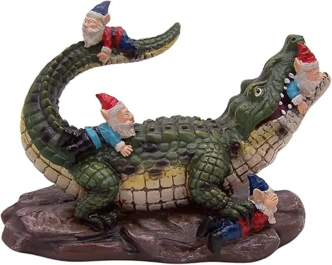 Gator Gnome: Whimsical Garden Figurine - Unique Home & Outdoor Decor by GreenHaven Gardens