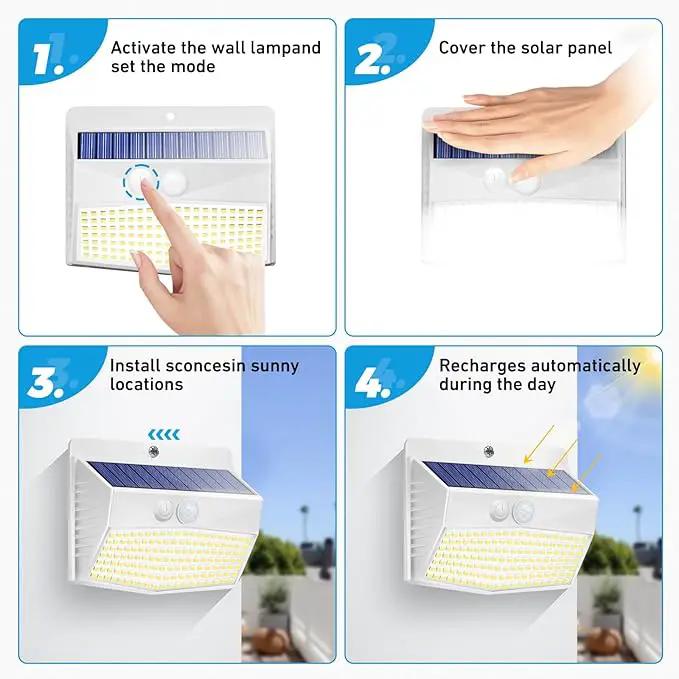 [2 Packs] Solar Lights Outdoor Motion Sensor, Solar Security Lights with 3 Lighting Modes Solar Wall Lights Waterproof Solar Powered Lights for Garden Fence Yard Deck, White by GreenHaven Gardens