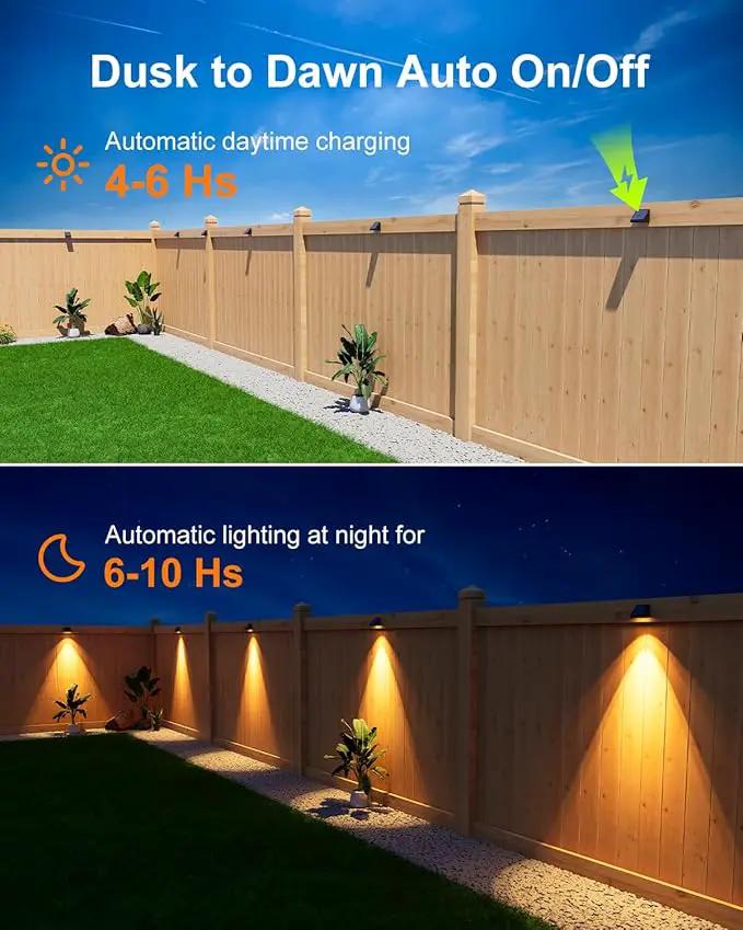 16 Pack Decorative Solar Powered Fence Lights Outdoor Waterproof with Warm White LED Spot Lens, for Outside Wall, Deck, Patio, Yard, Rail, Garage, Pool, Designed for Enhanced Security, Easy Install by GreenHaven Gardens