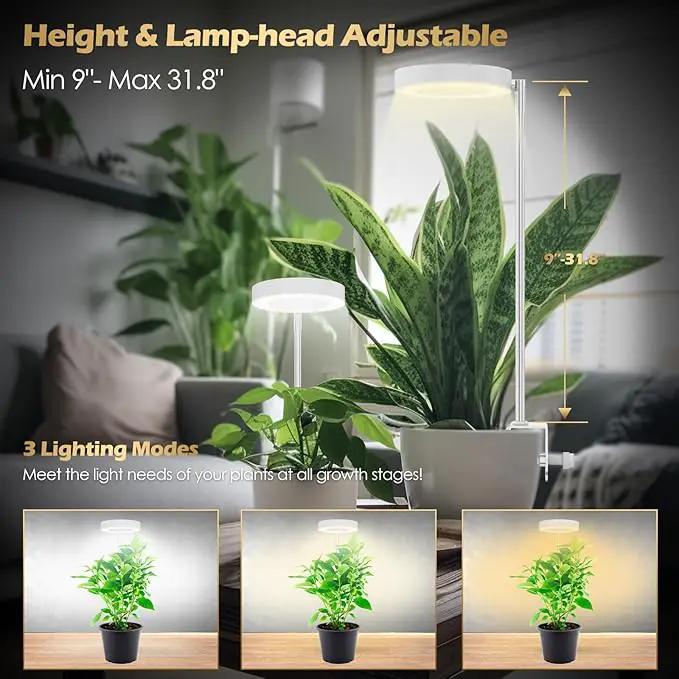 GLOWRIUM Grow Lights for Indoor Plants, Full Spectrum Plant Lights with Clip, Height Adjustable&3 Spectrum Mode, 3/9/12h Automatic Timer, 10 Dimmable Brightness, Mini Halo Grow Lights for Small Plant by GreenHaven Gardens