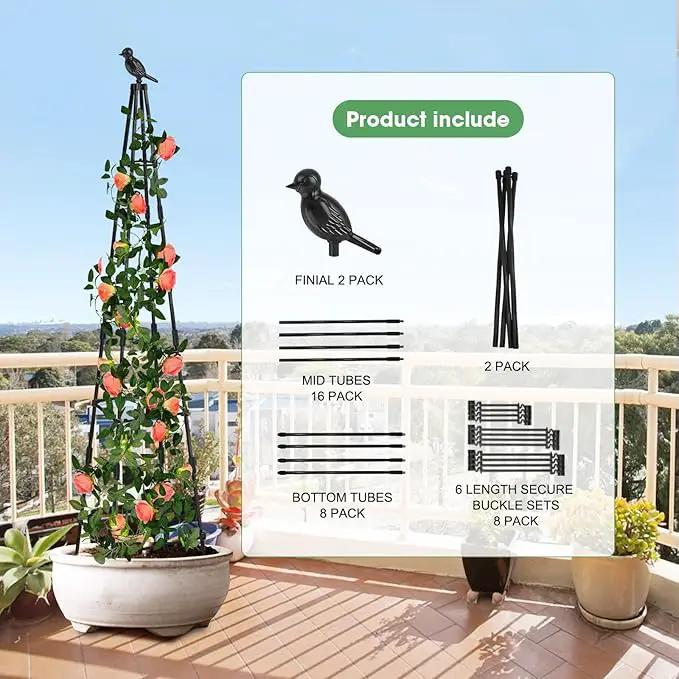 2 Pack Garden Obelisk Trellis for Climbing Plants Outdoors, 65 Inch Rustproof Plant Stand Climbing Support with Adjustable Heights for Indoor Potted Plants, Vines, Flowers Stands, Vegetables by GreenHaven Gardens