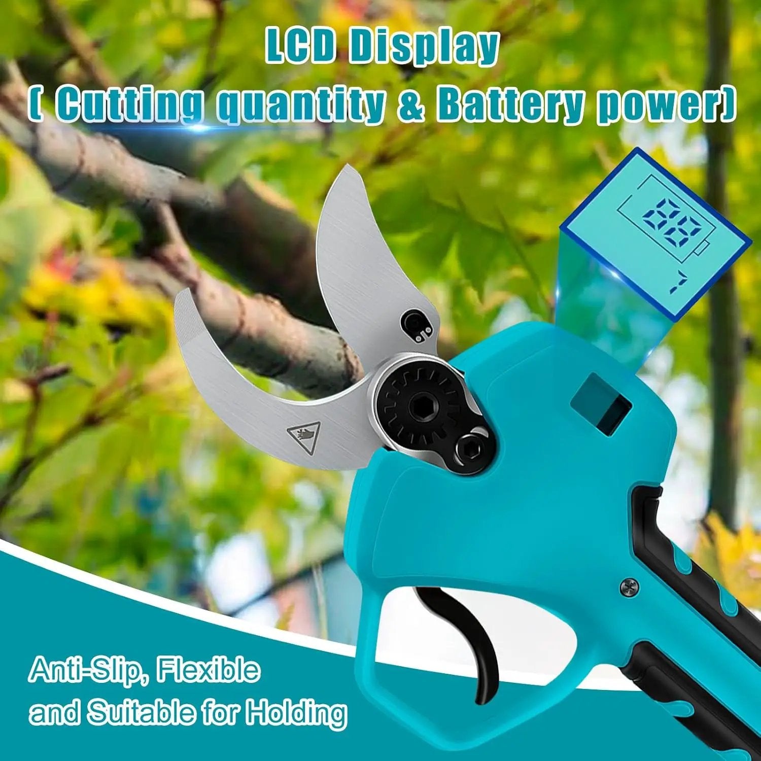 Electric Pruning Shears Compatible with Makita 18V Battery, 2.55“ (65mm) Cutting Diameter, Brushless Pruner Cutter with LED Display & SK5 Blades for Gardening Tree Pruning (Battery NOT included) by GreenHaven Gardens