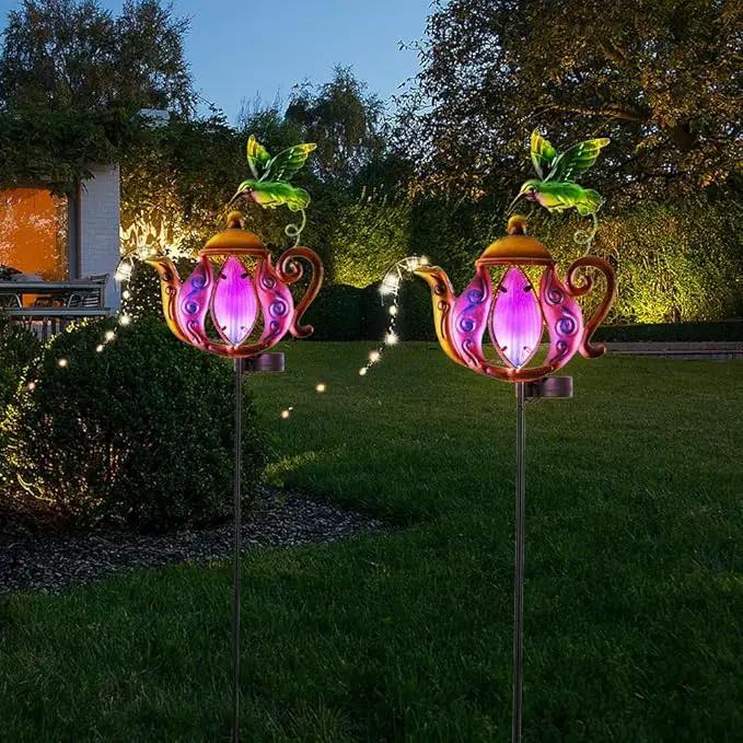 2 Pack Garden Lights, Solar Outdoor Lights with Metal Stake, Waterproof Landscape Lighting Solar Powered Yard Art for Pathway, Lawn, Porch - Purple by GreenHaven Gardens