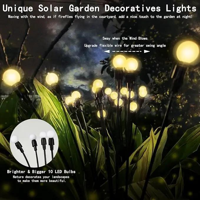 Solar Lights for Outside,4Pack 10Led Swaying Solar Garden Lights, Firefly Lights with Highly Flexible Copper Wires, Sway by Wind, Solar Lights Outdoor Waterproof with 2modes for Yard Patio Path Lawn by GreenHaven Gardens