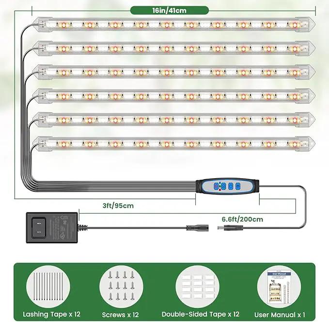 LED Plant Grow Light Strip, 36W 360 LEDs Grow Lights for Indoor Plants Full Spectrum with 6/12/16H Timer, 660nm/3000K/6000K Sunlike Grow Lamp for Seeds Starting Hydroponics Succulents by GreenHaven Gardens