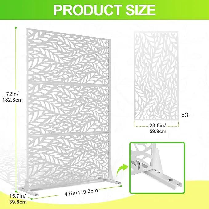 Outdoor Privacy Screen,72" H×47" W Metal Privacy Screen, Freestanding Privacy Fence Panels for Patio by GreenHaven Gardens