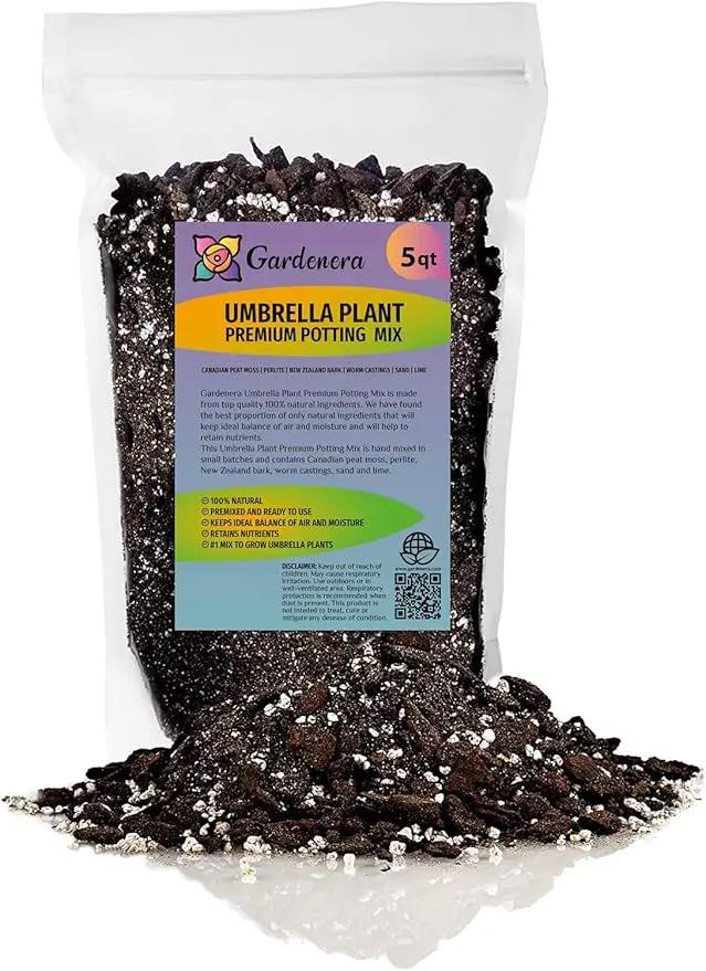 Umbrella Plant Premium Potting Mix - Trusted by Plant Enthusiasts for Exceptional Results and Happy Plants - 5 Quart by GreenHaven Gardens