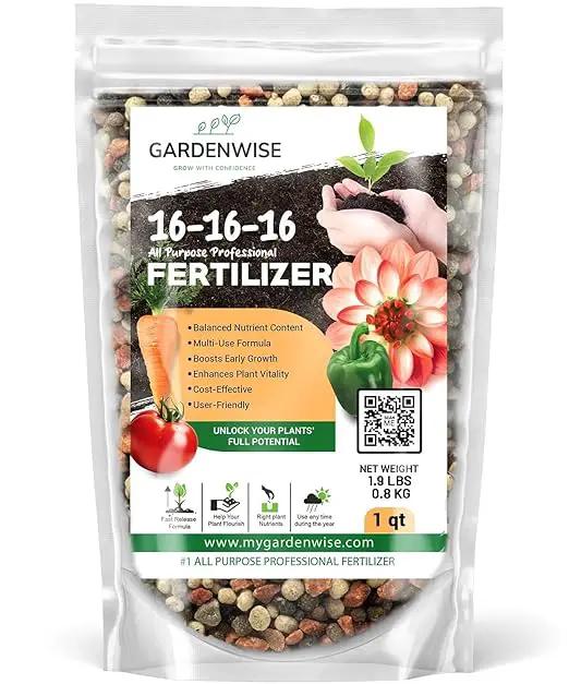 16-16-16 All Purpose Professional Fertilizer - Lawn, Flower, Tree, Shrub & Vegetable Garden Fertilizer (1 Quart) by GreenHaven Gardens