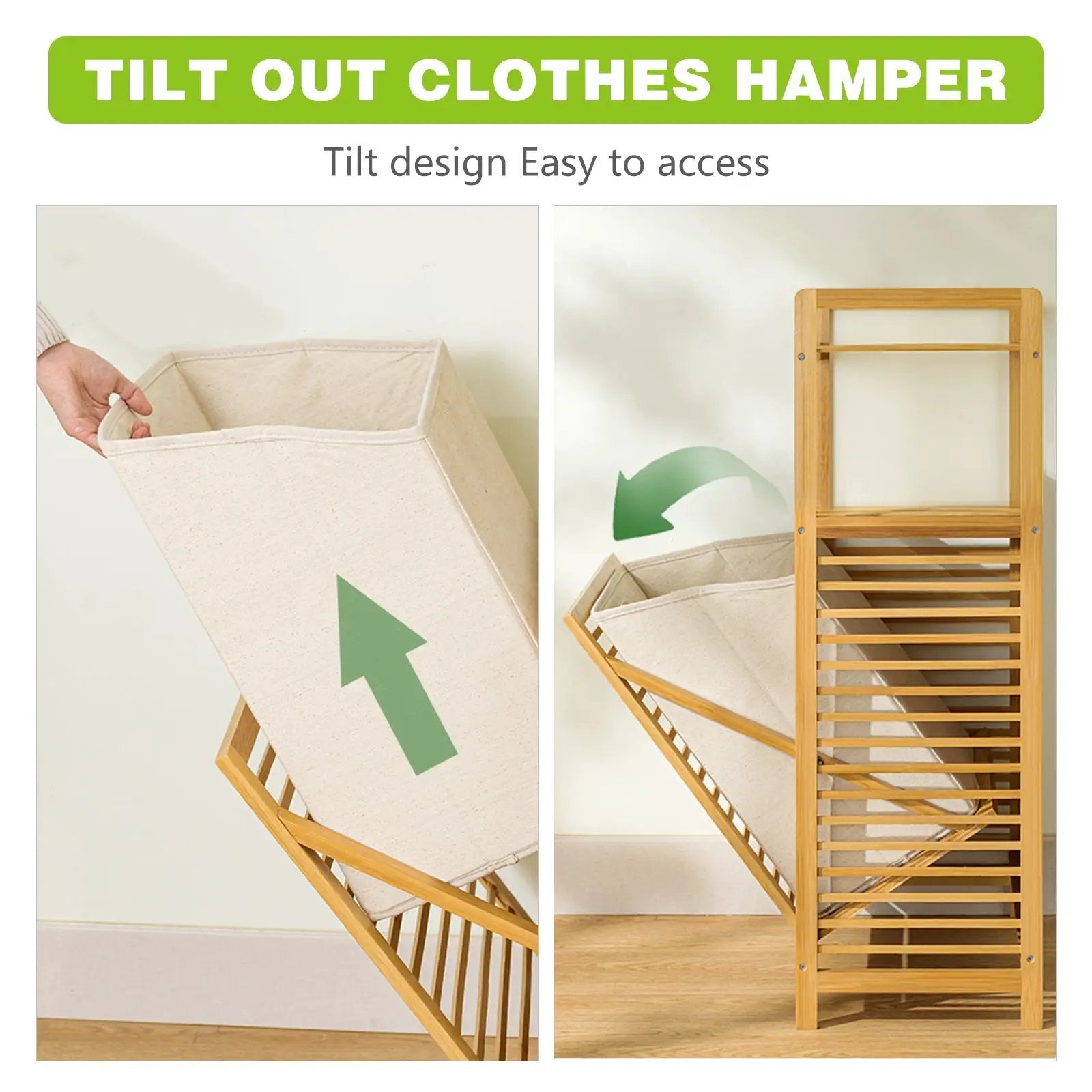 Laundry Hamper with 2-Tier Shelves & Tilt-Out Basket by HouseOfZazla
