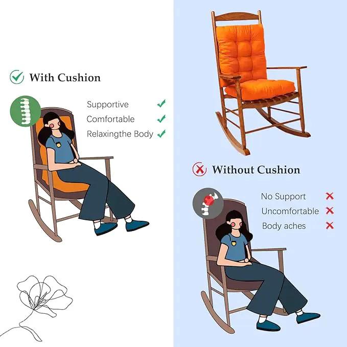 Patio Seat Cushions Set of 1, Indoor Outdoor Furniture Cushions, Tufted Rocking Chair Cushion Pad, Orange by GreenHaven Gardens