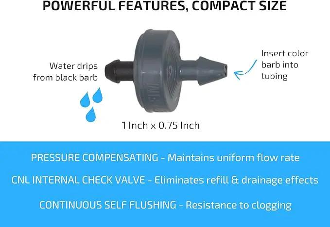 1 GPH Netafim Woodpecker Jr Pressure Compensating Dripper Emitters (35-Pack) Kit with Hole Punch Tool and Goof Plugs for Drip Irrigation Systems by GreenHaven Gardens