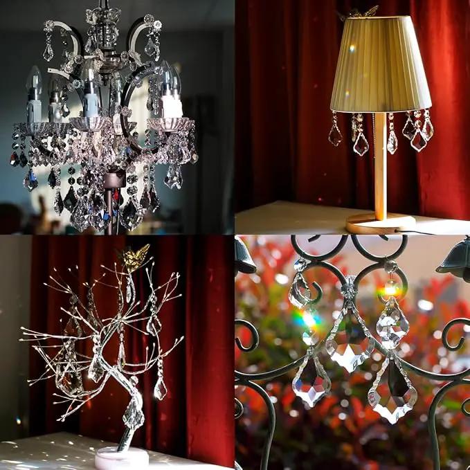 20pcs Crystal Chandelier Maple Leaf Prism Pendant Parts, 50mm Hanging Crystals Beads for Chandelier Wedding Decoration Clear by GreenHaven Gardens