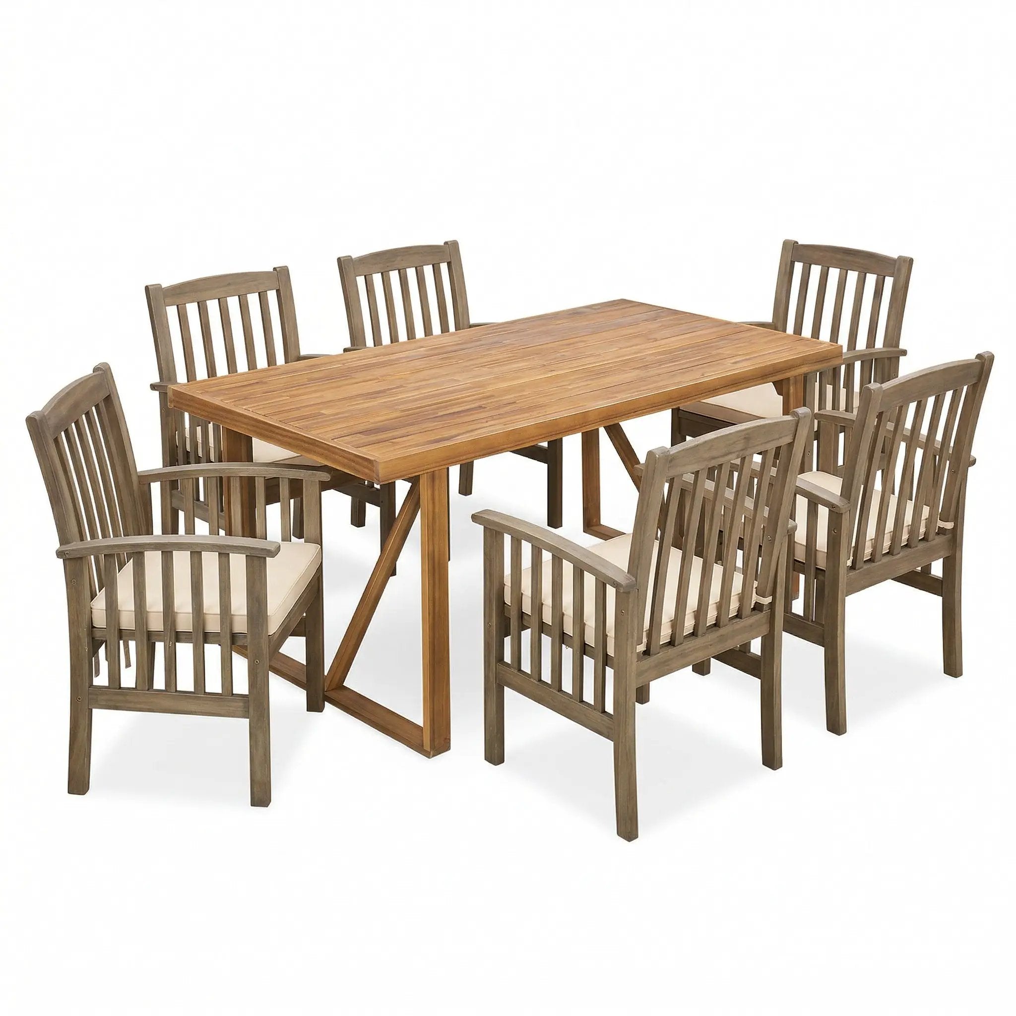 7 Pieces Acacia Wood Outdoor Dining Set by HouseOfZazla