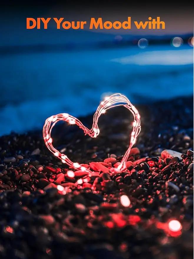 Twinkle Star 4 Pack Outdoor Solar String Lights, Total 160 FT 480 LED Solar Powered Valentines Day Decorative Fairy Lights with 8 Modes, Waterproof Silver Wire Light for Christmas Wedding Party, Red by GreenHaven Gardens