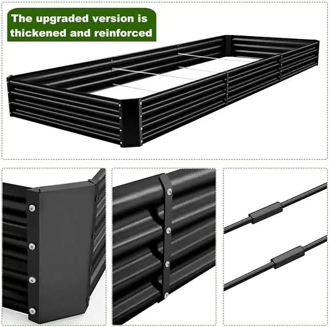Land Guard 12×4×1ft Galvanized Raised Garden Bed Kit for Vegetables 2 Pack, Galvanized Super Large Metal Planter Raised Garden Boxes Outdoor (Gray) by GreenHaven Gardens