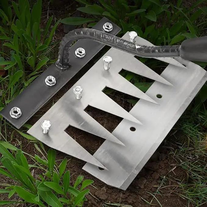 Gardening Hand Weeder Tool,Manual Weeder Tool with Detachable Blades, 4 Sizes High Carbon Steel Dual-Edge Design for Farm Garden Lawn Weed Removal, Soil Cultivation & Root Extraction (6 Tines) by GreenHaven Gardens