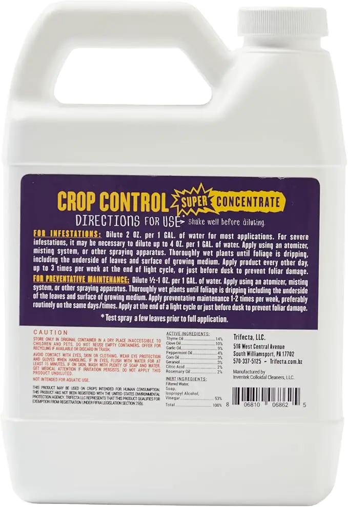 Trifecta Crop Control Super Concentrate All-in-One Natural Pesticide, Fungicide, Miticide, Insecticide, Help Defeat Spider Mites, Powdery Mildew, Botrytis, Mold and More on Plants 32 OZ by GreenHaven Gardens