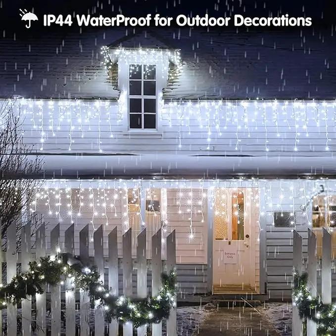 Solar Christmas Lights Outdoor Waterproof Christmas Decorations Curtain Lights 320LED 29.5ft 60 Drops, Solar Powered Rechargeable Fairy Lights for Party, Wedding, Home Decorations(White) by GreenHaven Gardens