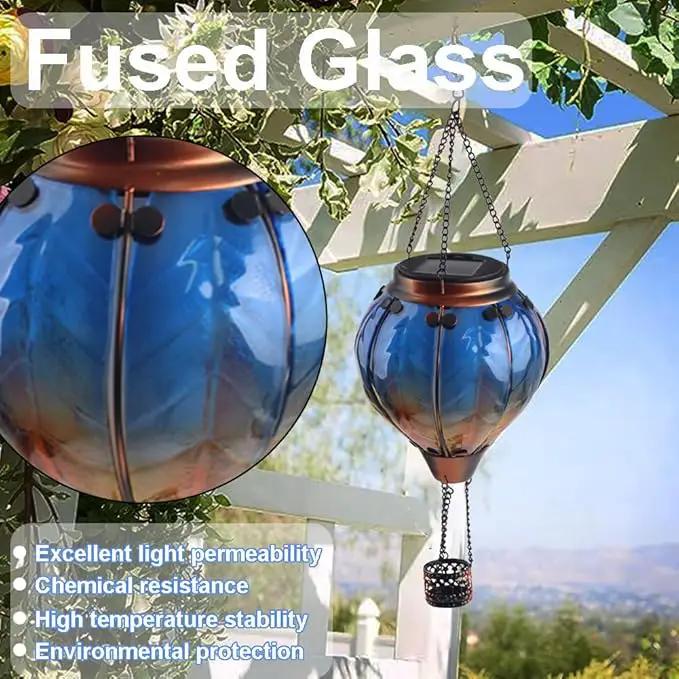 Hot Air Balloon Solar Lantern with Flickering Flame Hanging Solar Lanterns Outdoor Lights Waterproof Lanterns Decorative Garden Patio Yard Party Decor Blue by GreenHaven Gardens