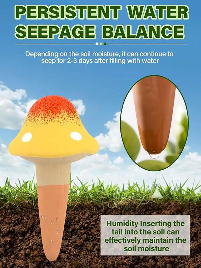 Kalolary 4Pcs Plant Watering Globes, Self Watering Spikes Terracotta Drip Water Stakes Irrigation Watering Bulbs for Pot, Indoor, Outdoor, Vacation (Gradient Mushroom) by GreenHaven Gardens